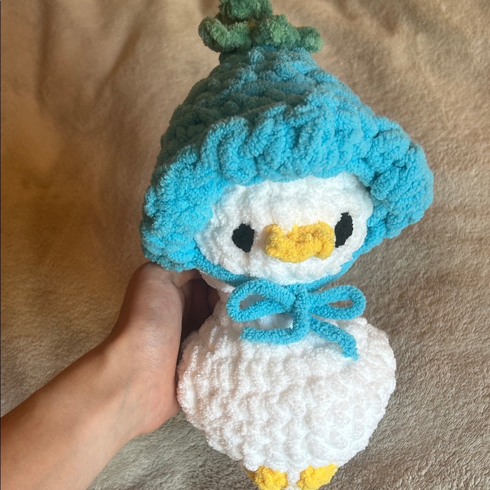Duck with Flower Bonnet Plushie